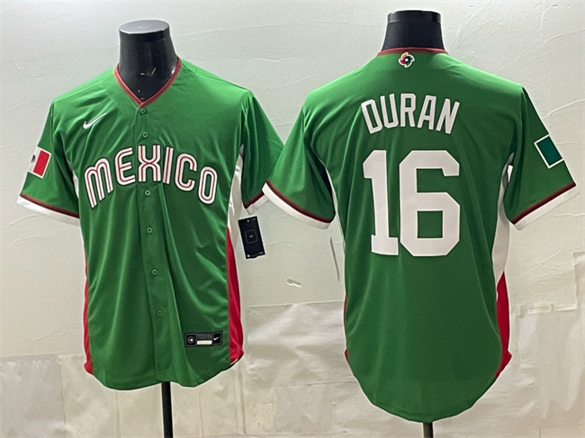 Men's Mexico Baseball #16 Jarren Duran Green 2026 World Baseball Classic Stadium Stitched Jersey